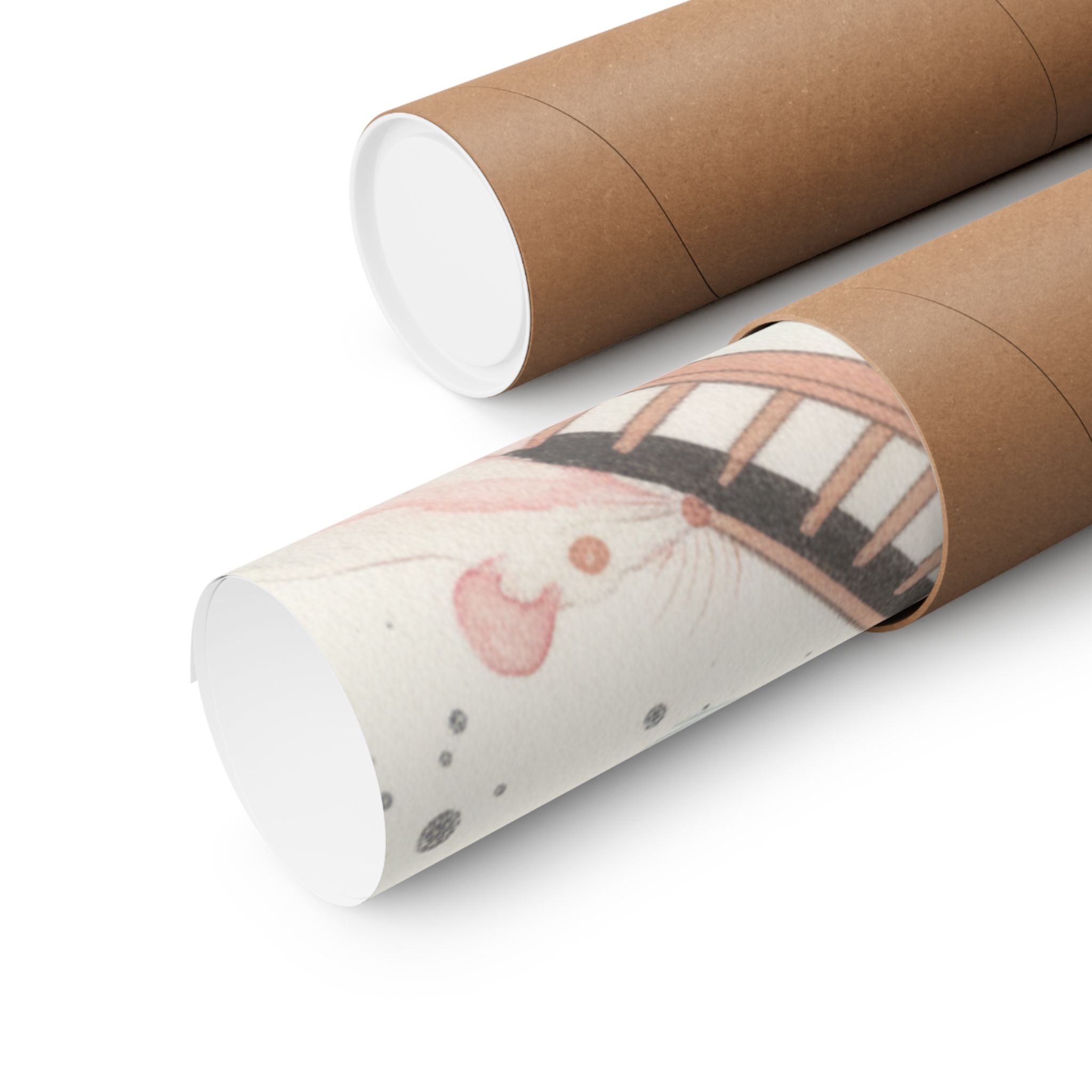 Watercolor — White Mice Playing — Matte Poster