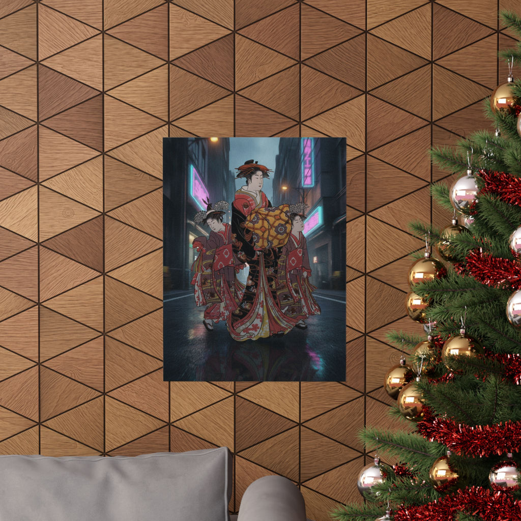 Fast Furious — An Oiran Accompanied By Two Kamuro — Matte Poster