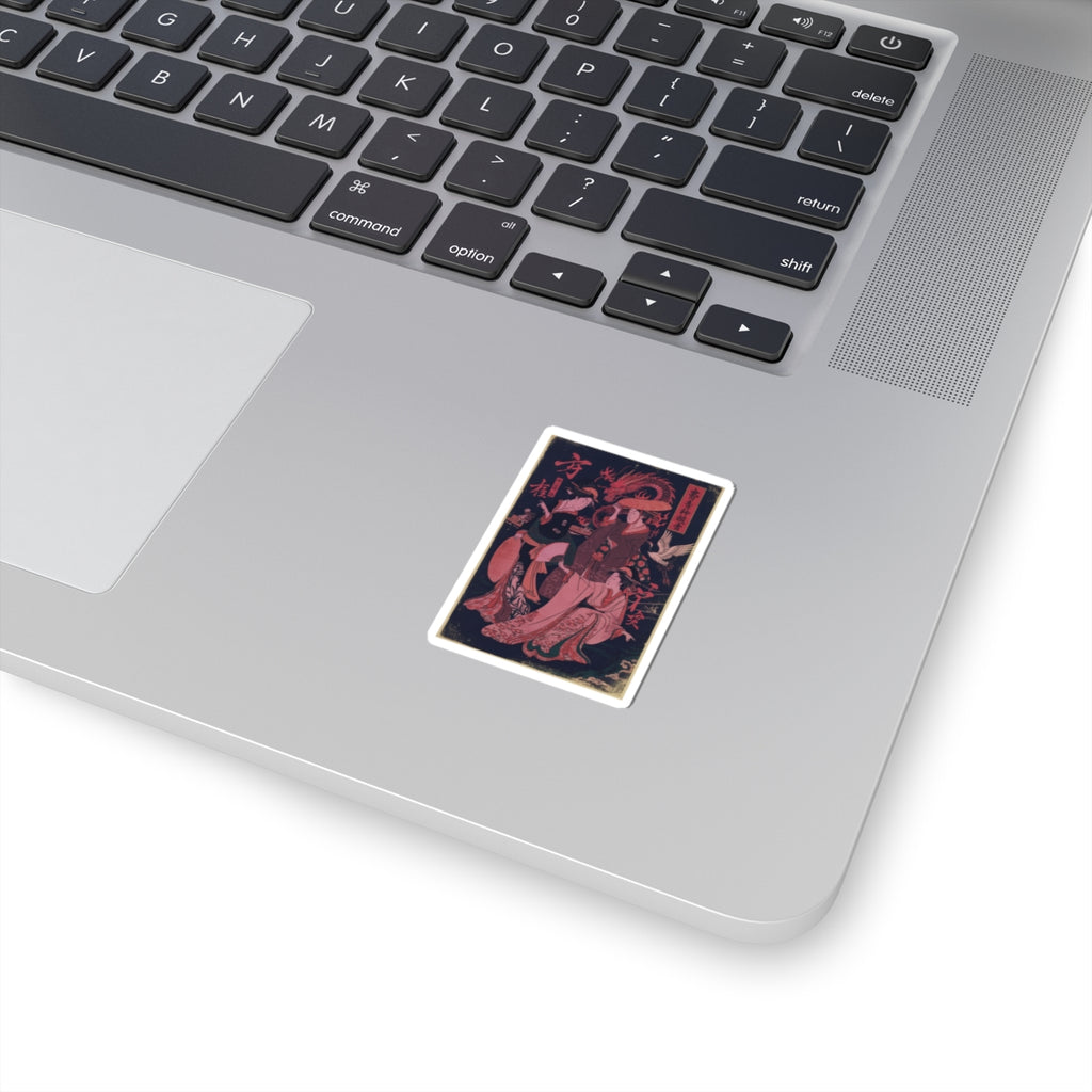 Japanese Street — Three Young Ladies By The Seashore — Kiss-Cut Sticker