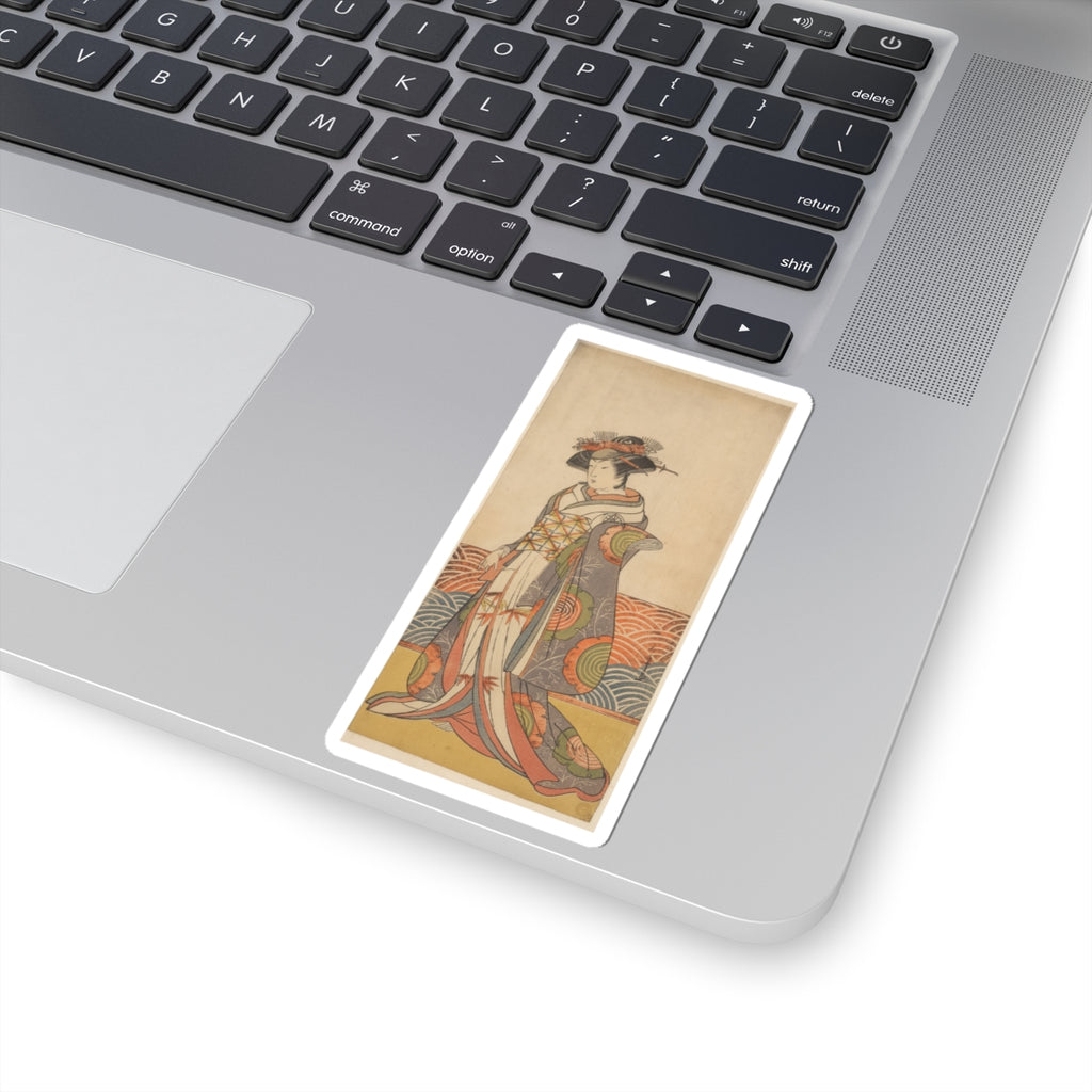 Product Marketing — The Third Segawa Kikunojo As A Woman Standing In A Room Having A Wave-Pattern Da — Kiss-Cut Sticker