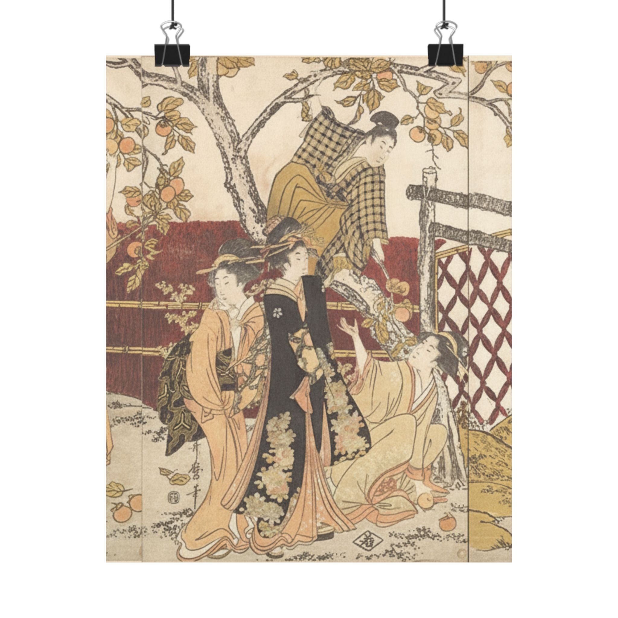 Botanical — Picking Persimmons (Kaki-Mogi) — Matte Poster