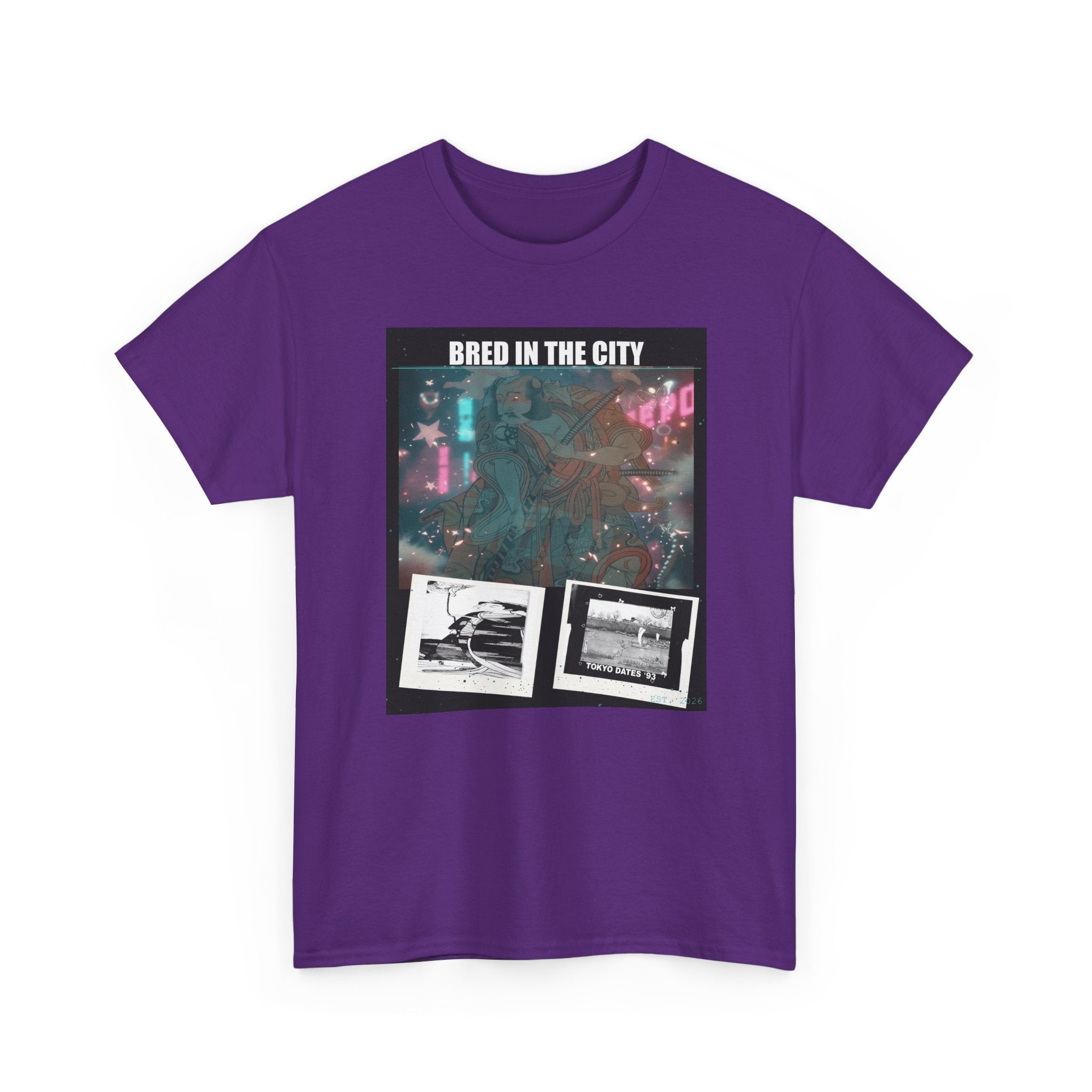 BRED IN THE CITY Neon Night Photo Collage Graphic Tee