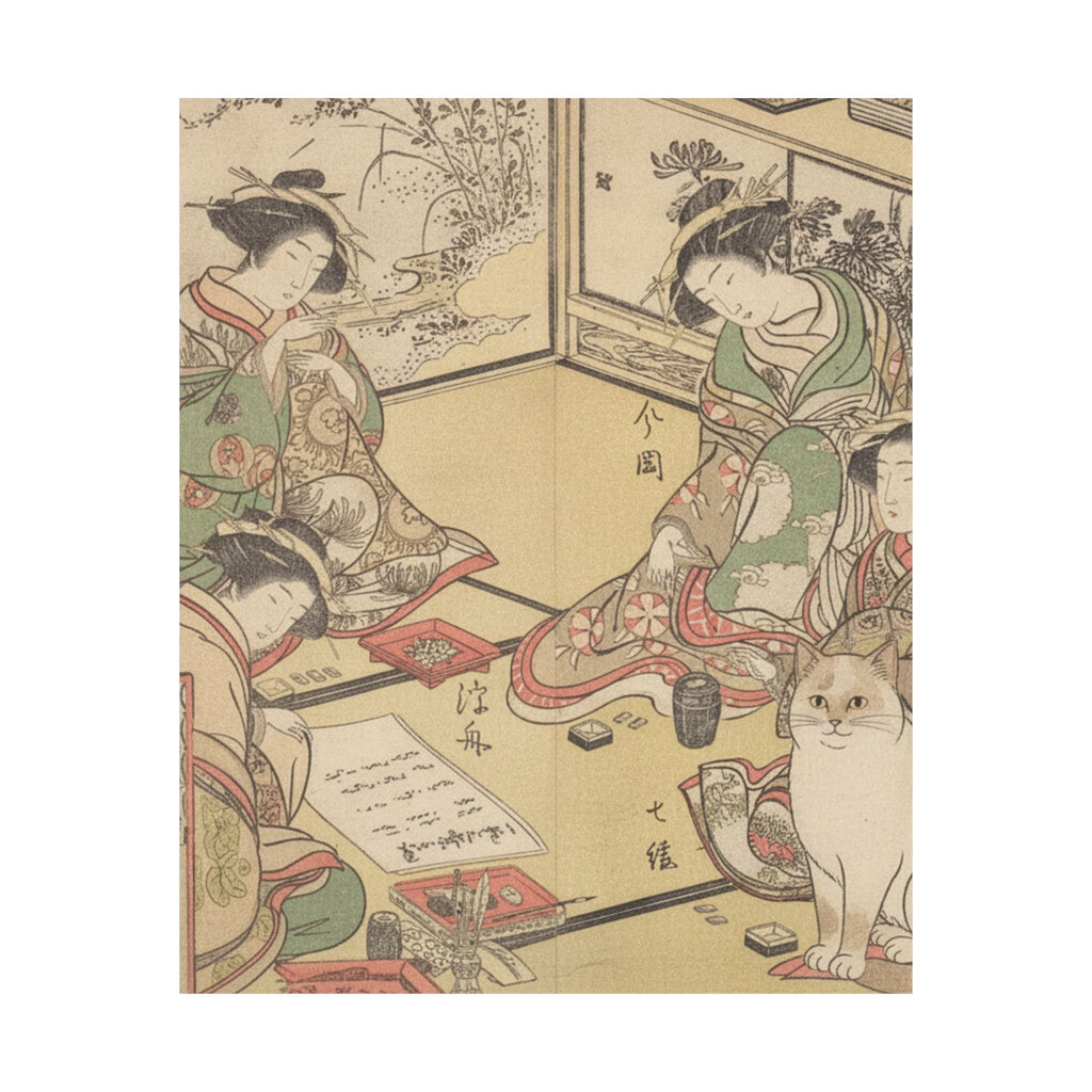 Botanical — Four Oiran Of The House Called Kadokana-Ya Playing The Game Of Ko-Awase (Incense — Matte Poster