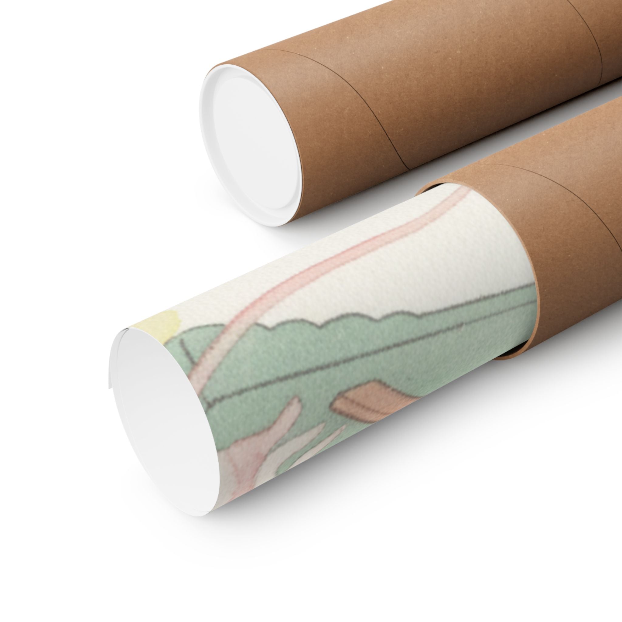 Watercolor — White Mice Playing — Matte Poster