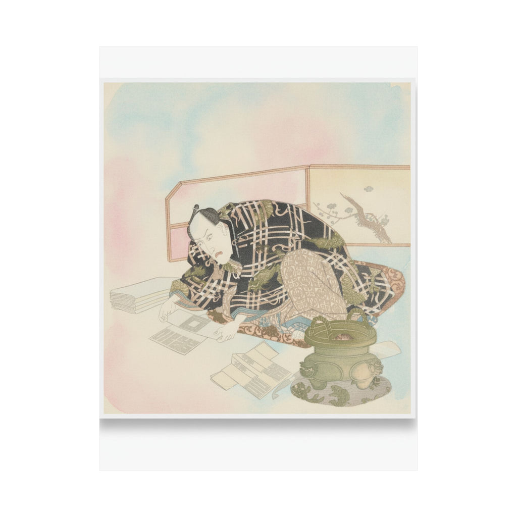 Watercolor — Ichikawa Danjūrō Vii Preparing New Year'S Gifts — Matte Poster