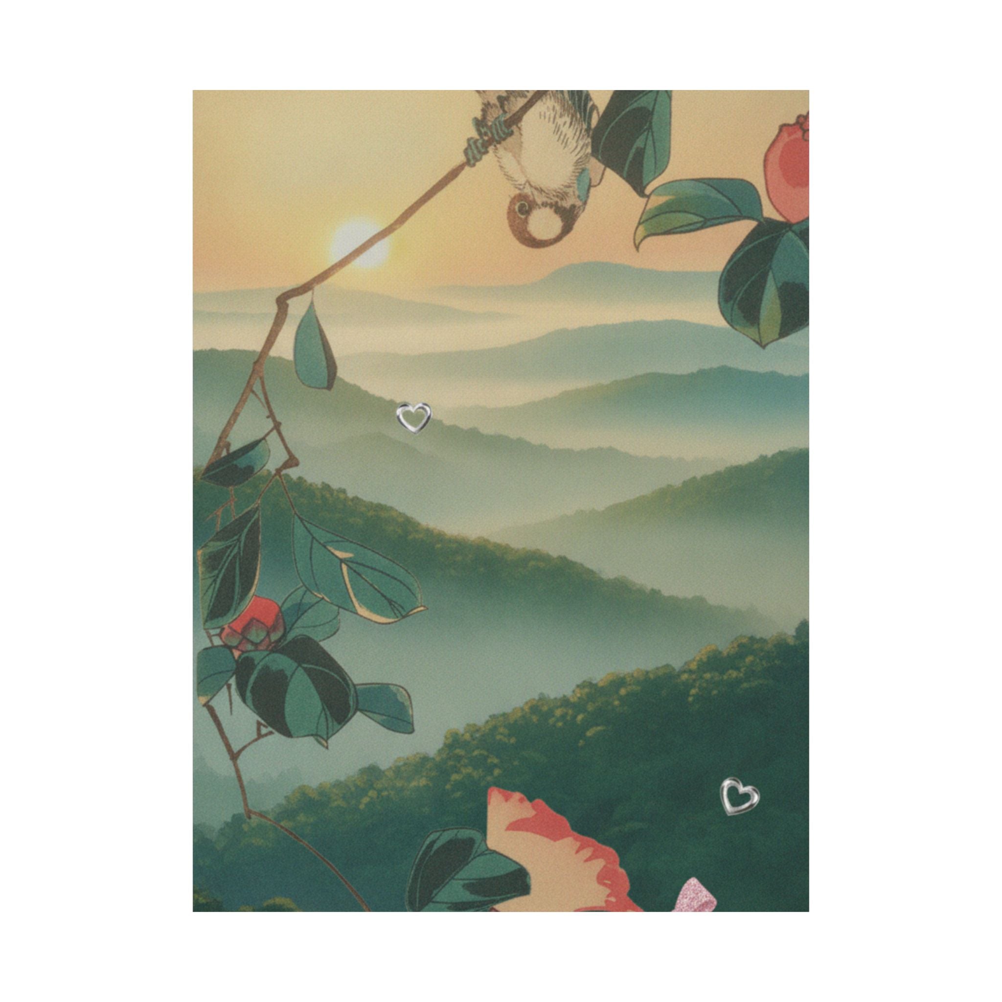 Scenic Nature — Camellia And Bullfinch — Matte Poster