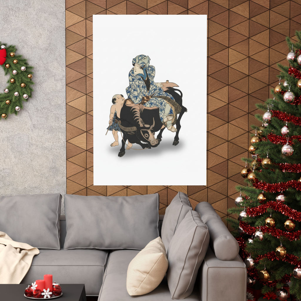 Ecommerce Main — Roshungi (Chinese, Lu Zhunyi) As A Woman With A Pipe Riding On A Buffalo — Matte Poster