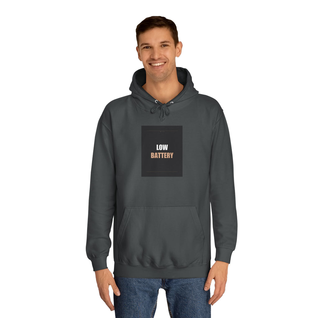 LOW BATTERY Charcoal Slogan Typography Hoodie