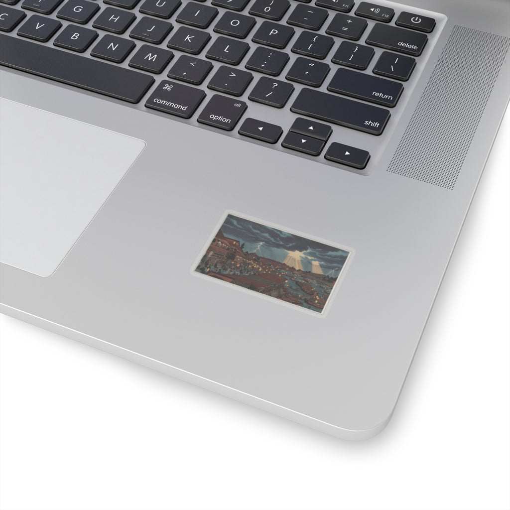 Dramatic Storm — Landscape; Showing Water Festival With Lanterns — Kiss-Cut Sticker
