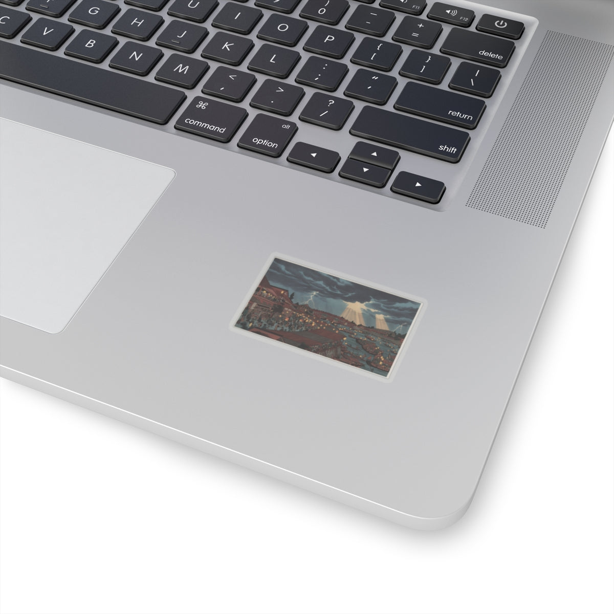 Dramatic Storm — Landscape; Showing Water Festival With Lanterns — Kiss-Cut Sticker