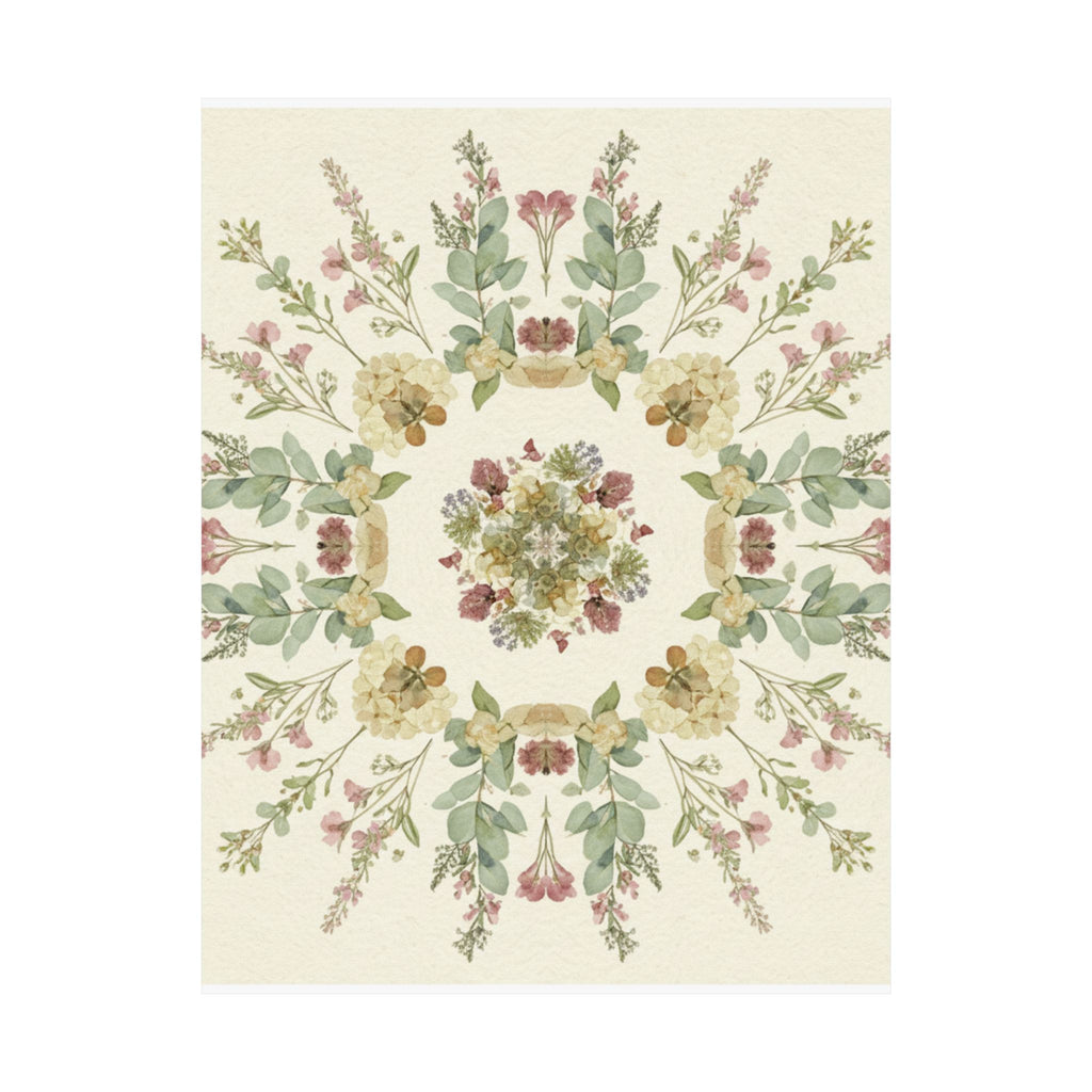 Pressed Wildflower Symmetry Cottagecore Botanical Poster