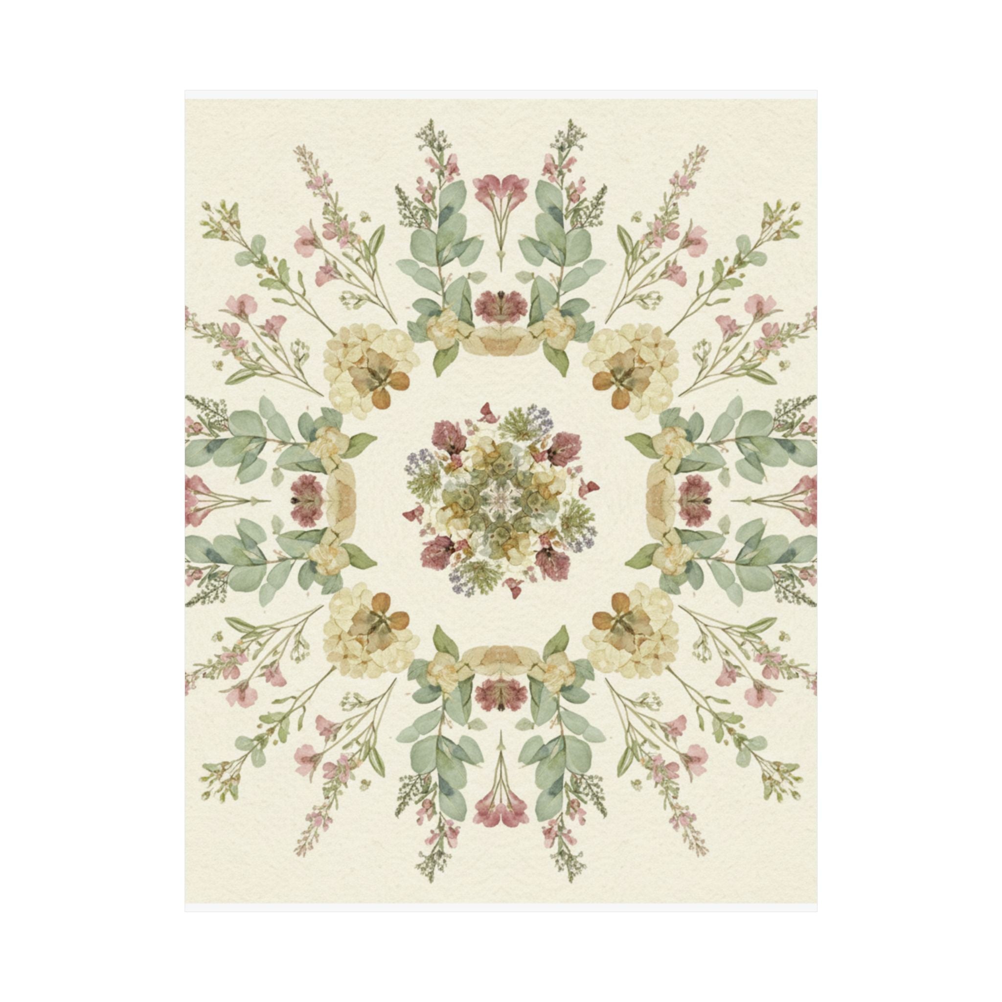 Pressed Wildflower Symmetry Cottagecore Botanical Poster