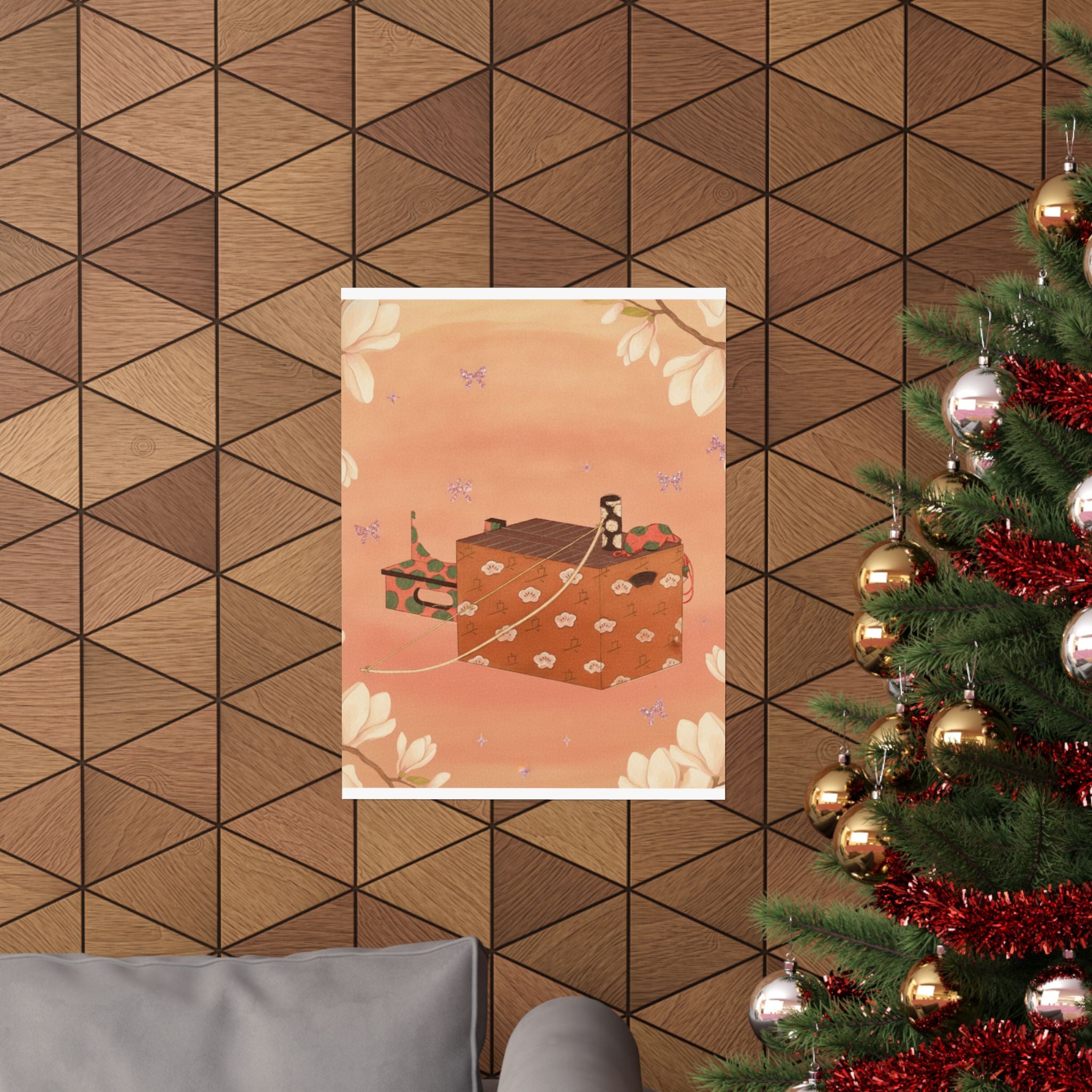 Southern Sunset — Box For Sugoroku Game (A Kind Of Backgammon), Bow And Drum — Matte Poster