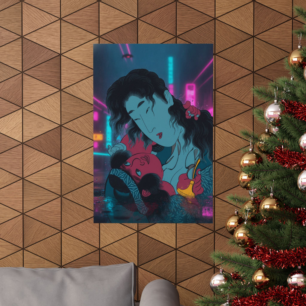 Neon Noir — Yamauba Playing With Kintarō — Matte Poster