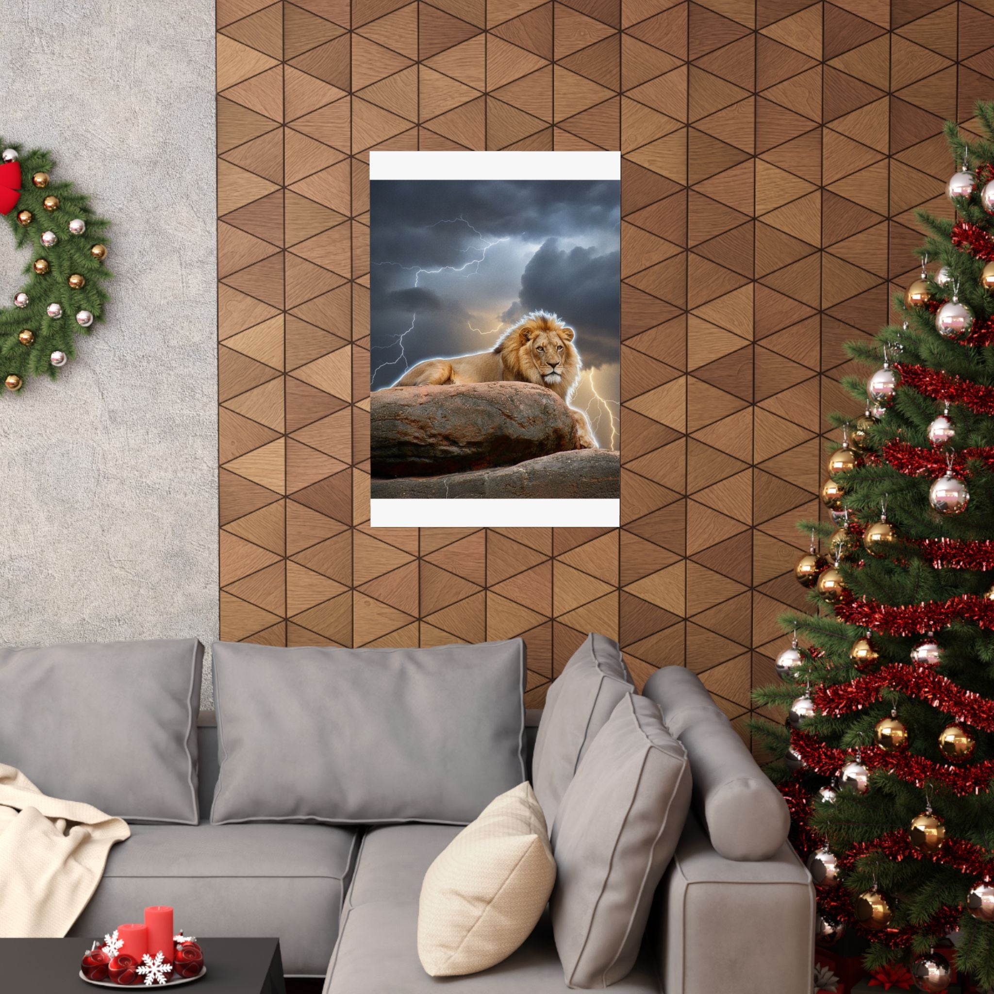 Dramatic Storm — Lion — Matte Poster
