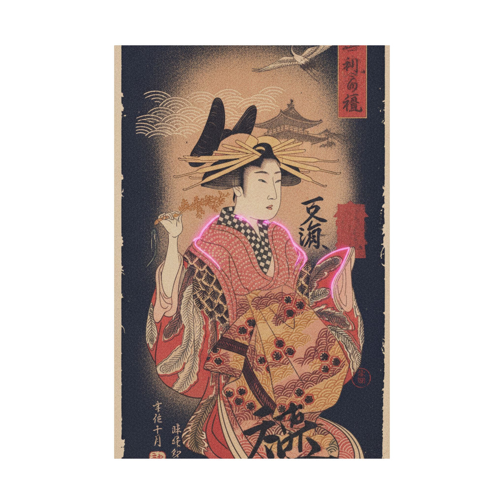 Japanese Street — Courtesan With Branch Of Seri — Matte Poster