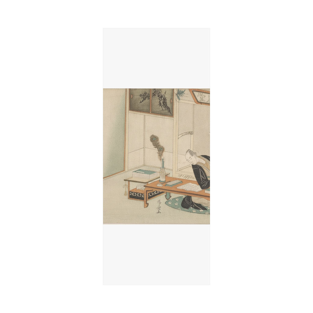 Botanical — Man Seated With His Reading And Writing Materials Before Him — Matte Poster