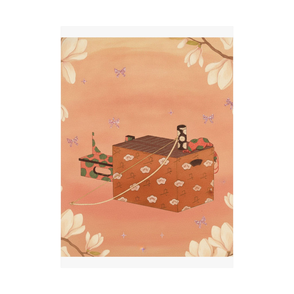 Southern Sunset — Box For Sugoroku Game (A Kind Of Backgammon), Bow And Drum — Matte Poster