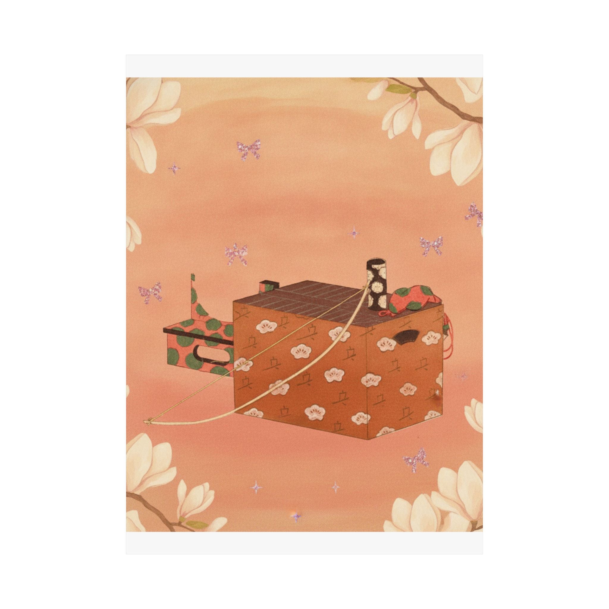 Southern Sunset — Box For Sugoroku Game (A Kind Of Backgammon), Bow And Drum — Matte Poster