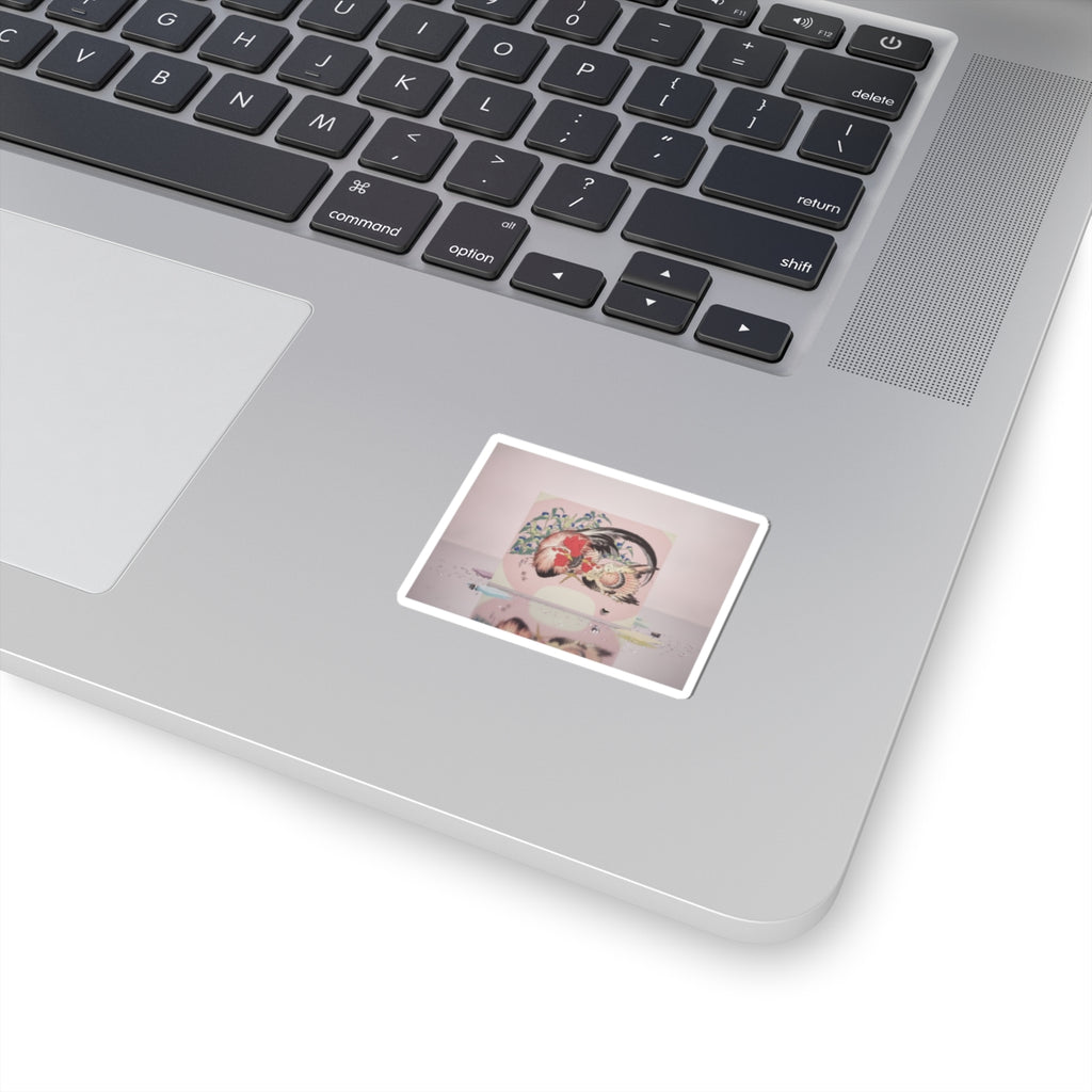 Product Marketing — Rooster, Hen And Chicken With Spiderwort — Kiss-Cut Sticker