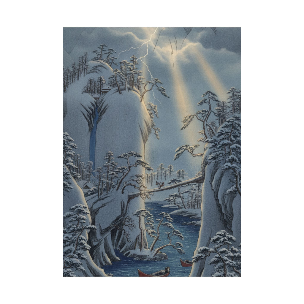 Dramatic Storm — River Gorge In Snow — Matte Poster