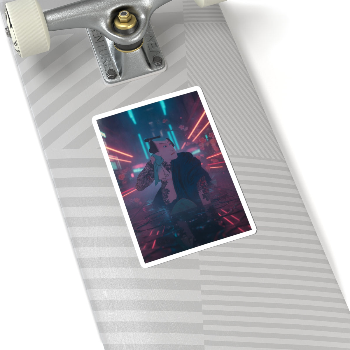 Neon Noir — The Actor Kawarazaki Gonjūrō I As Ude No Kisaburō, Likened To Wu Song The Asceti — Kiss-Cut Sticker