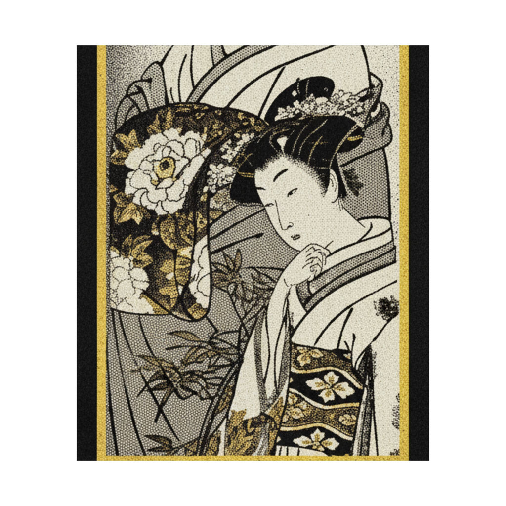 Streetwear Collage — Oiran And Attendant Out For A Stroll — Matte Poster