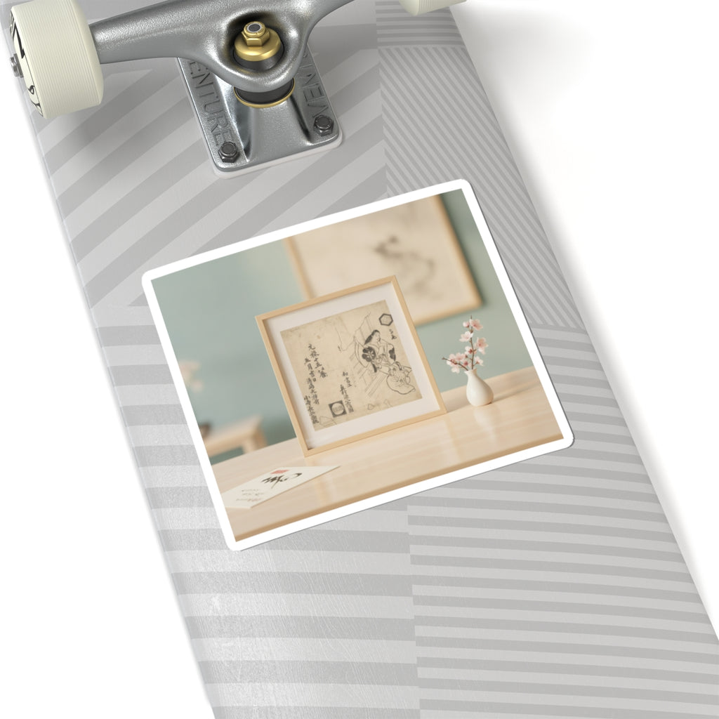 Product Marketing — The Courtesan Takao Leaving Against A Window — Kiss-Cut Sticker