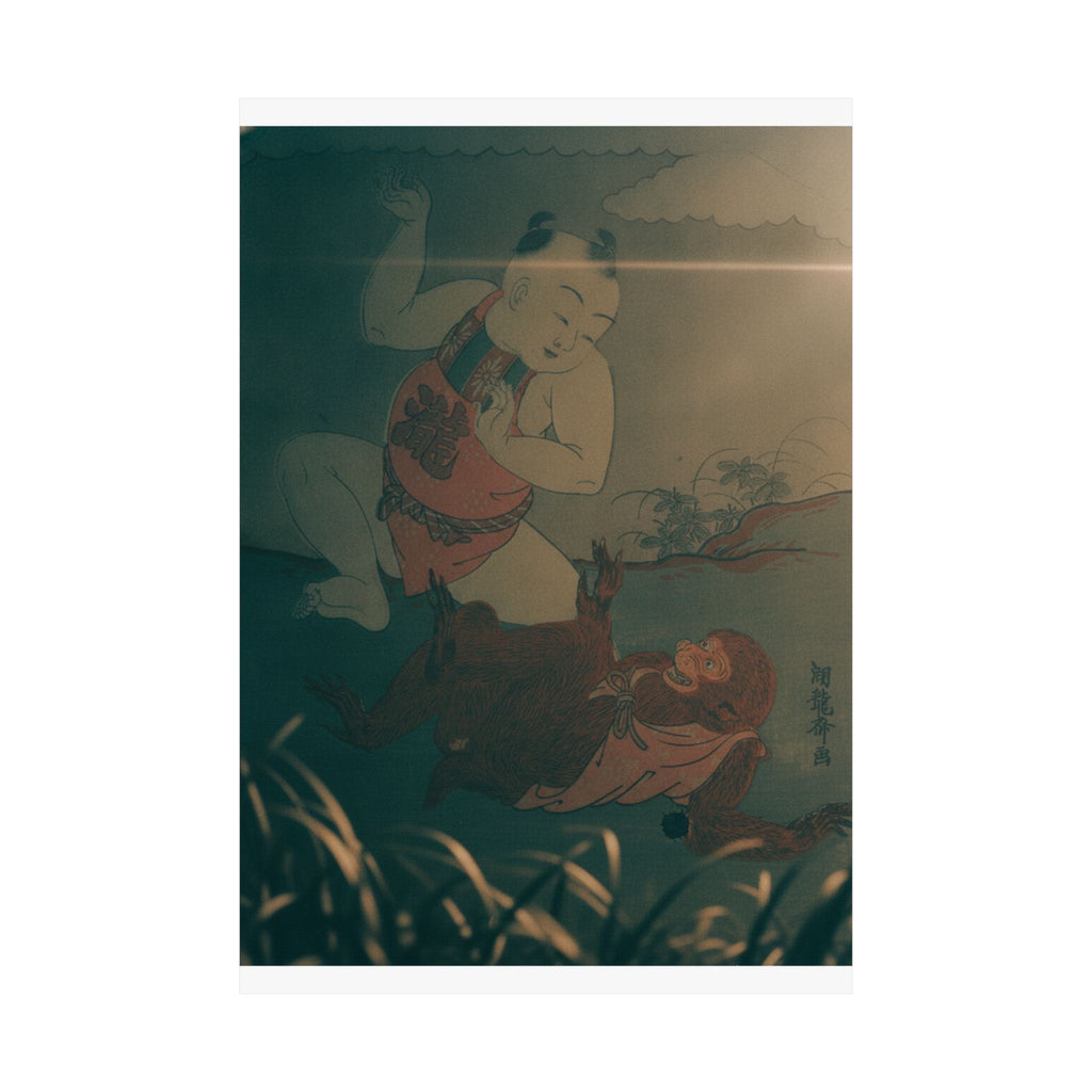 Cinematic — Boy And Monkey Playing — Matte Poster