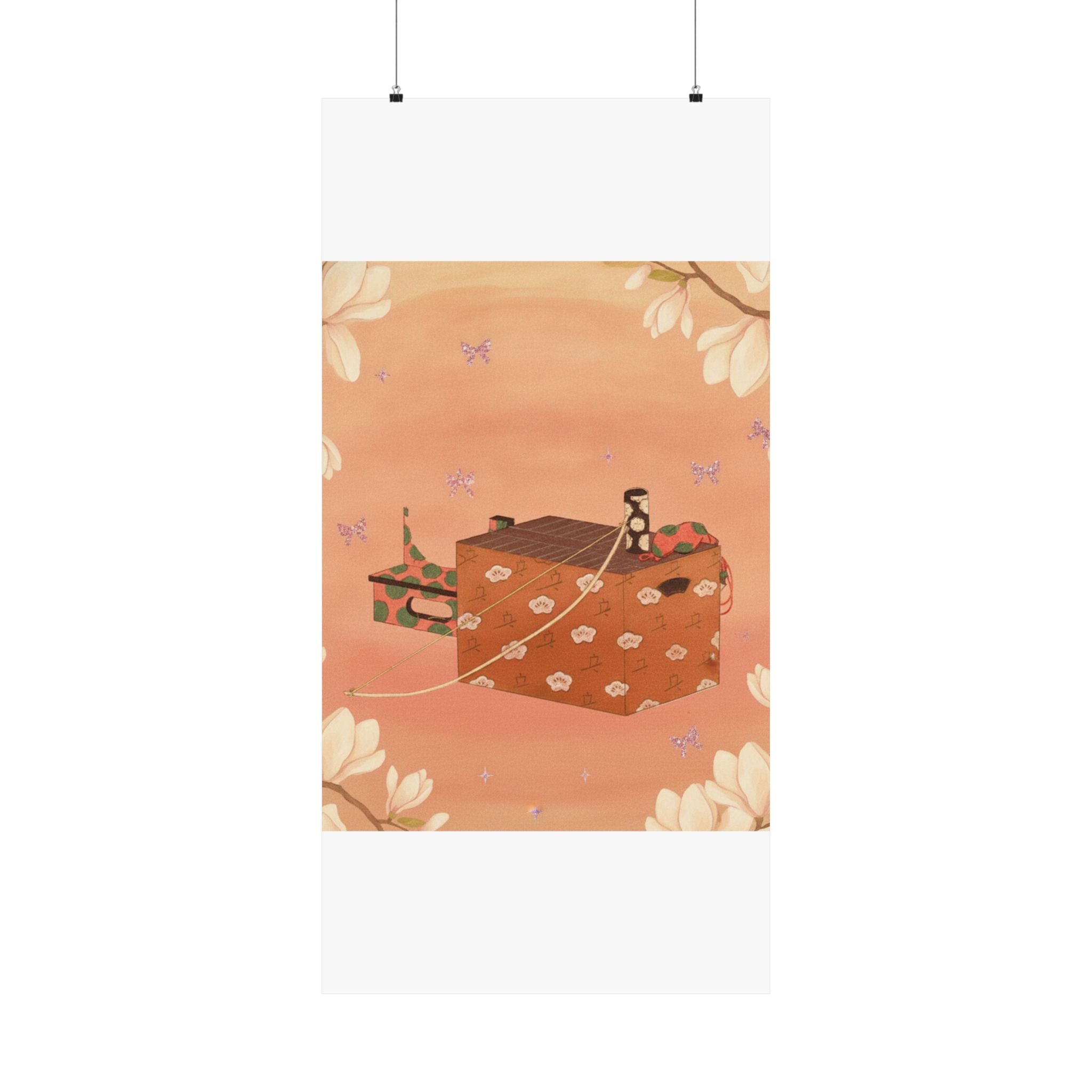 Southern Sunset — Box For Sugoroku Game (A Kind Of Backgammon), Bow And Drum — Matte Poster
