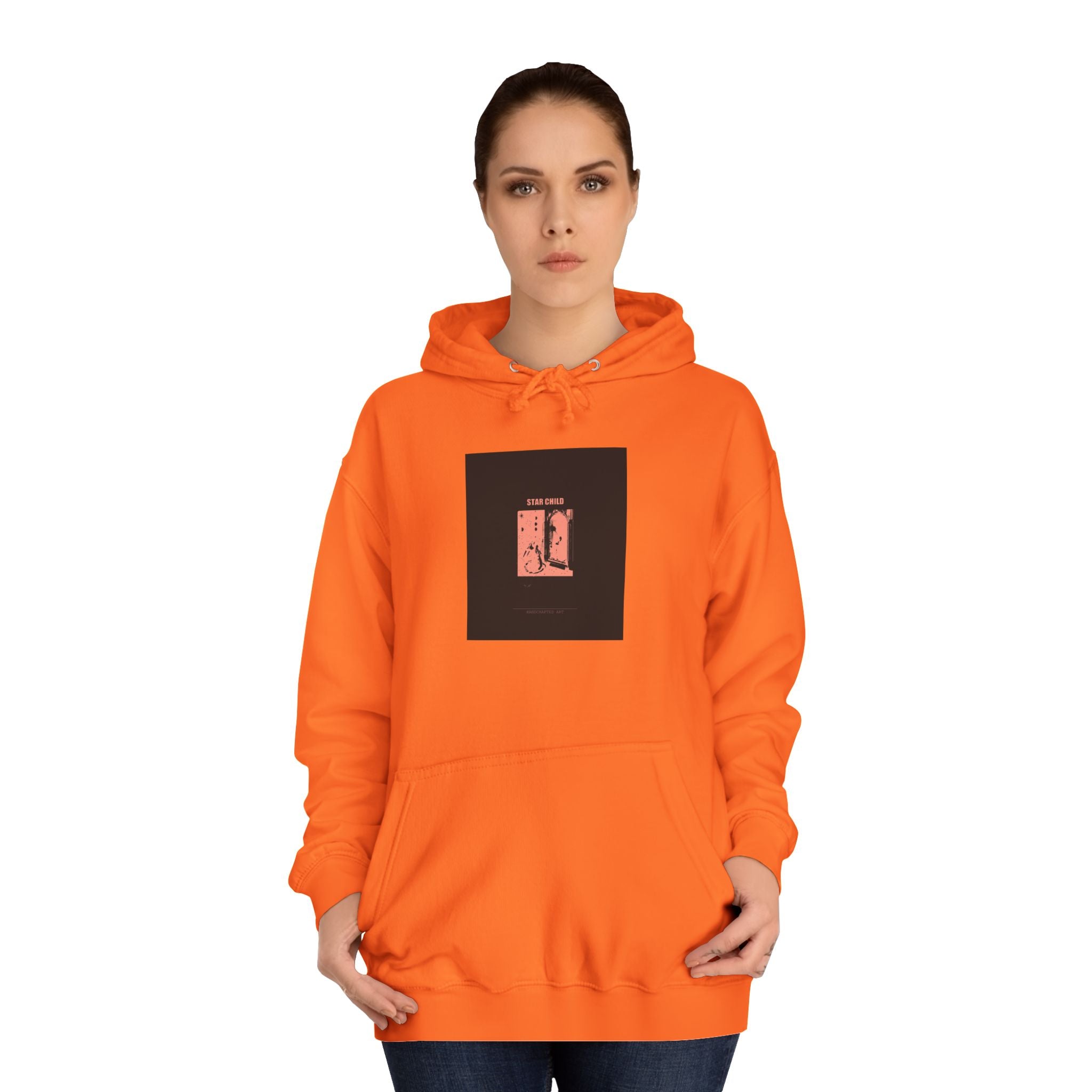 STAR CHILD Coral Duotone Poster Print Pullover Hoodie