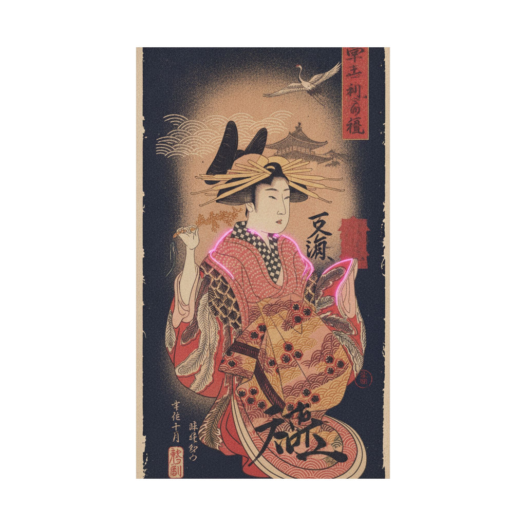 Japanese Street — Courtesan With Branch Of Seri — Matte Poster