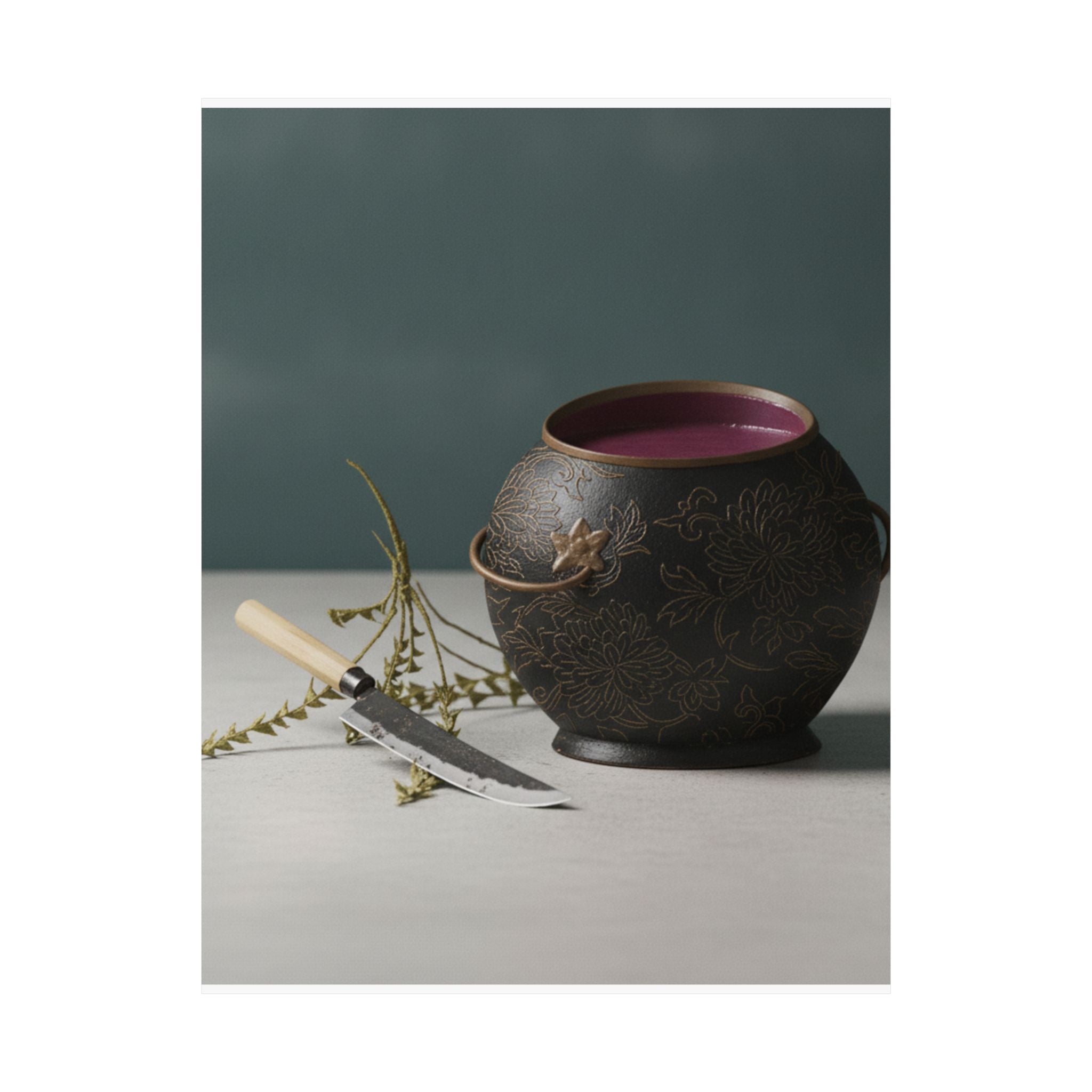 Product Marketing — Vase And Kitchen Knife — Matte Poster
