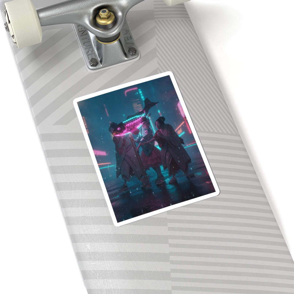 Neon Noir — Lantern Float — Kiss-Cut Sticker