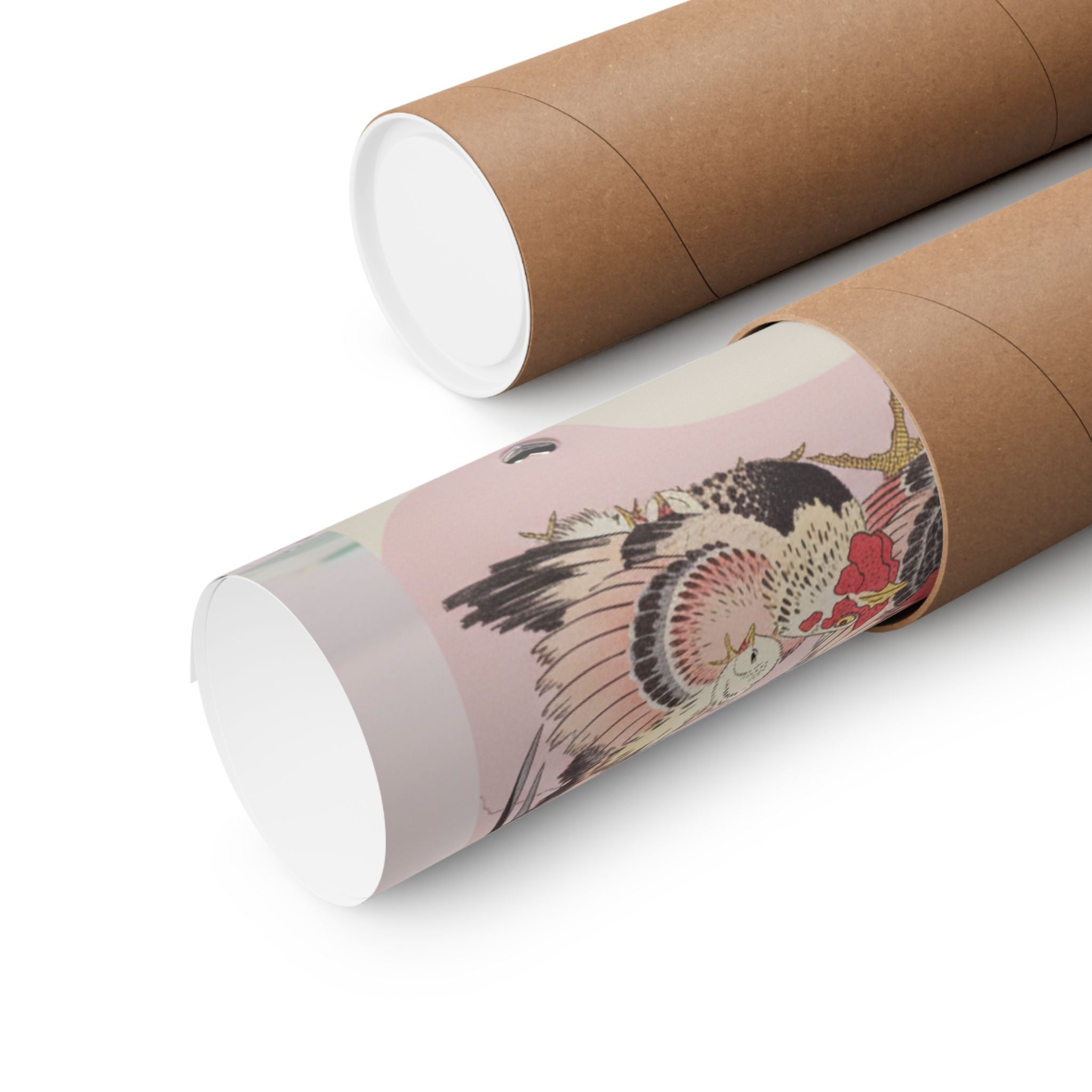 Product Marketing — Rooster, Hen And Chicken With Spiderwort — Matte Poster