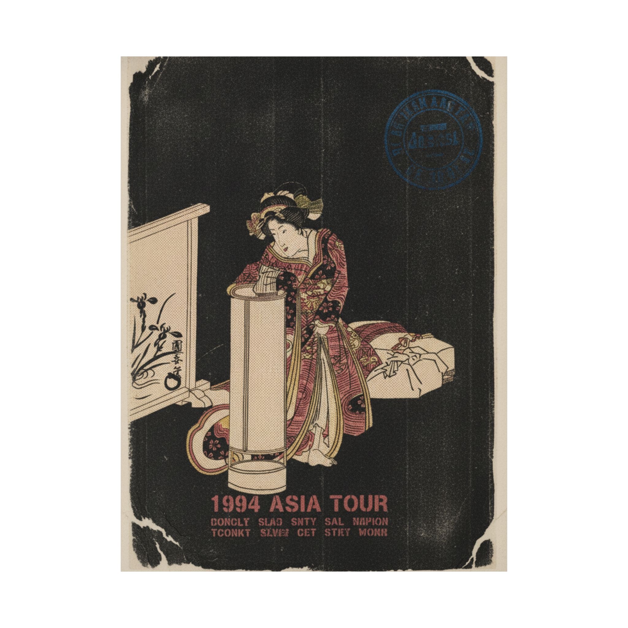 Vintage Bootleg — Young Woman Leaning Over A Tall Lamp — Matte Poster