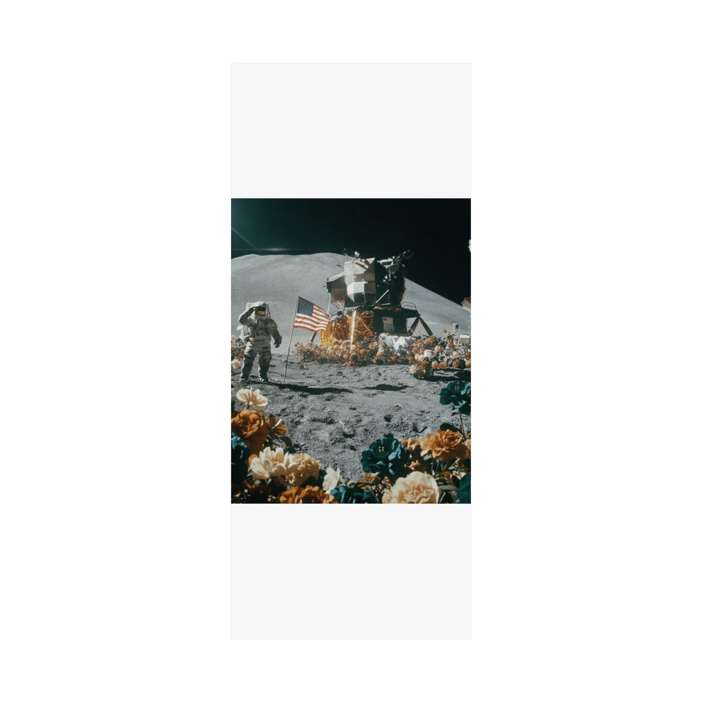 Astronaut Moon Landing in Bloom Surreal Space Poster
