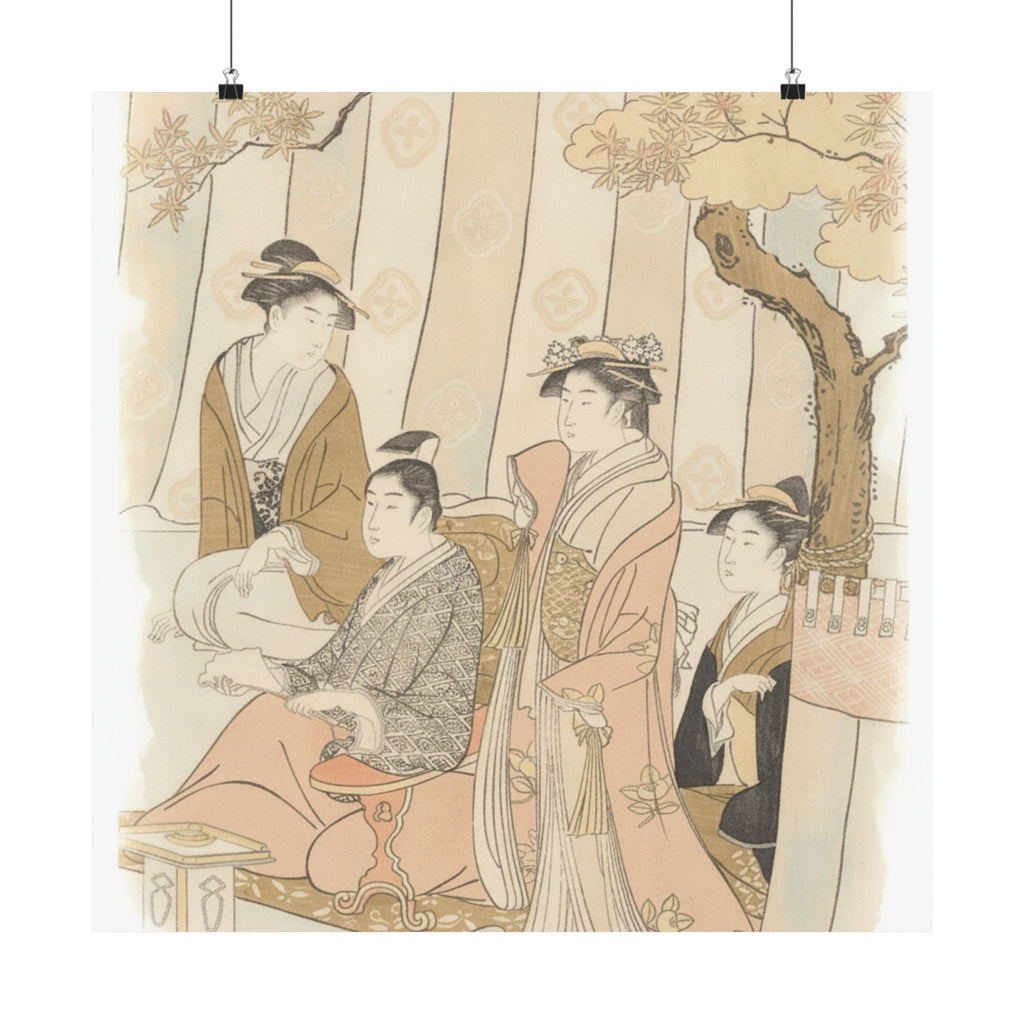 Watercolor — Prince Genji And Three Young Women — Matte Poster