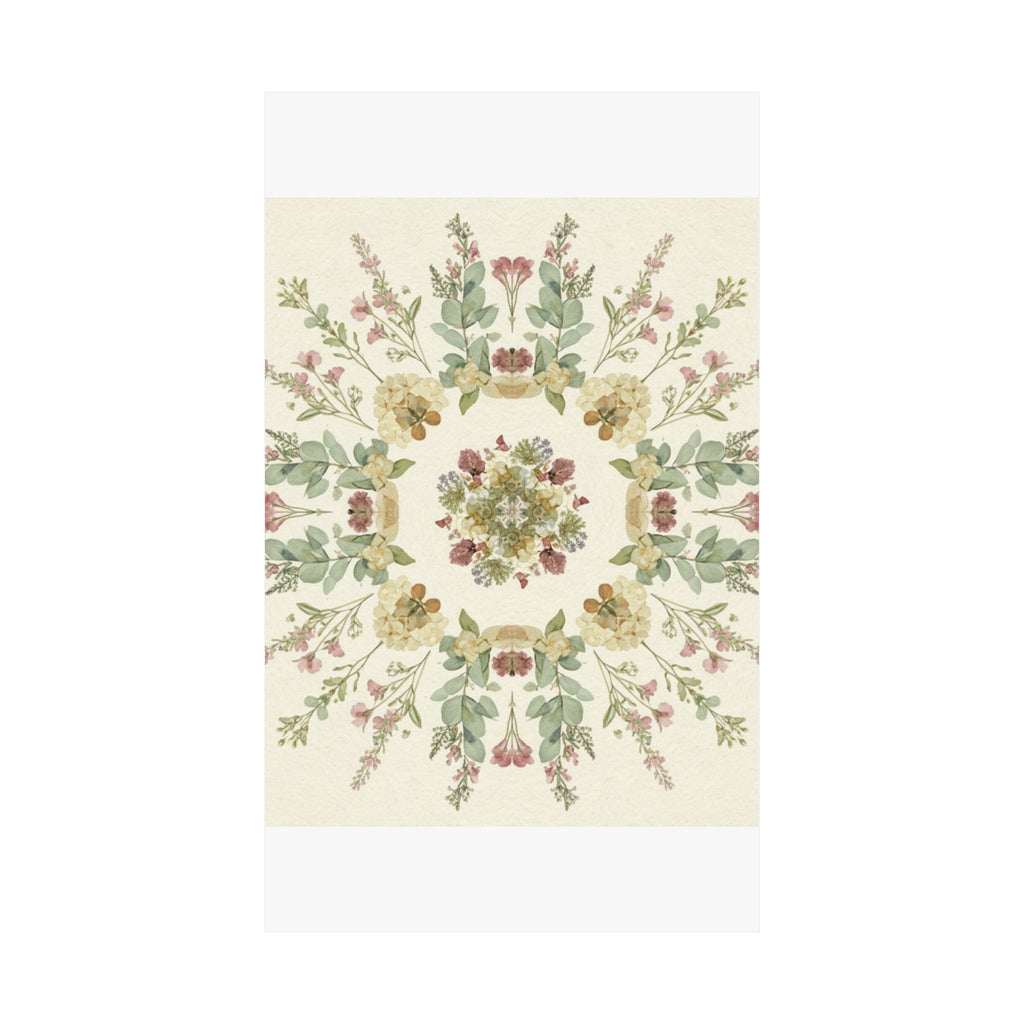 Pressed Wildflower Symmetry Cottagecore Botanical Poster