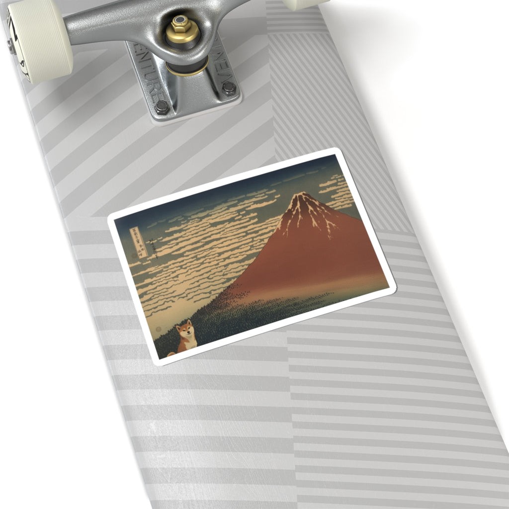 Scenic Nature — South Wind, Clear Sky (Gaifū Kaisei), Also Known As Red Fuji, From The Series Th — Kiss-Cut Sticker