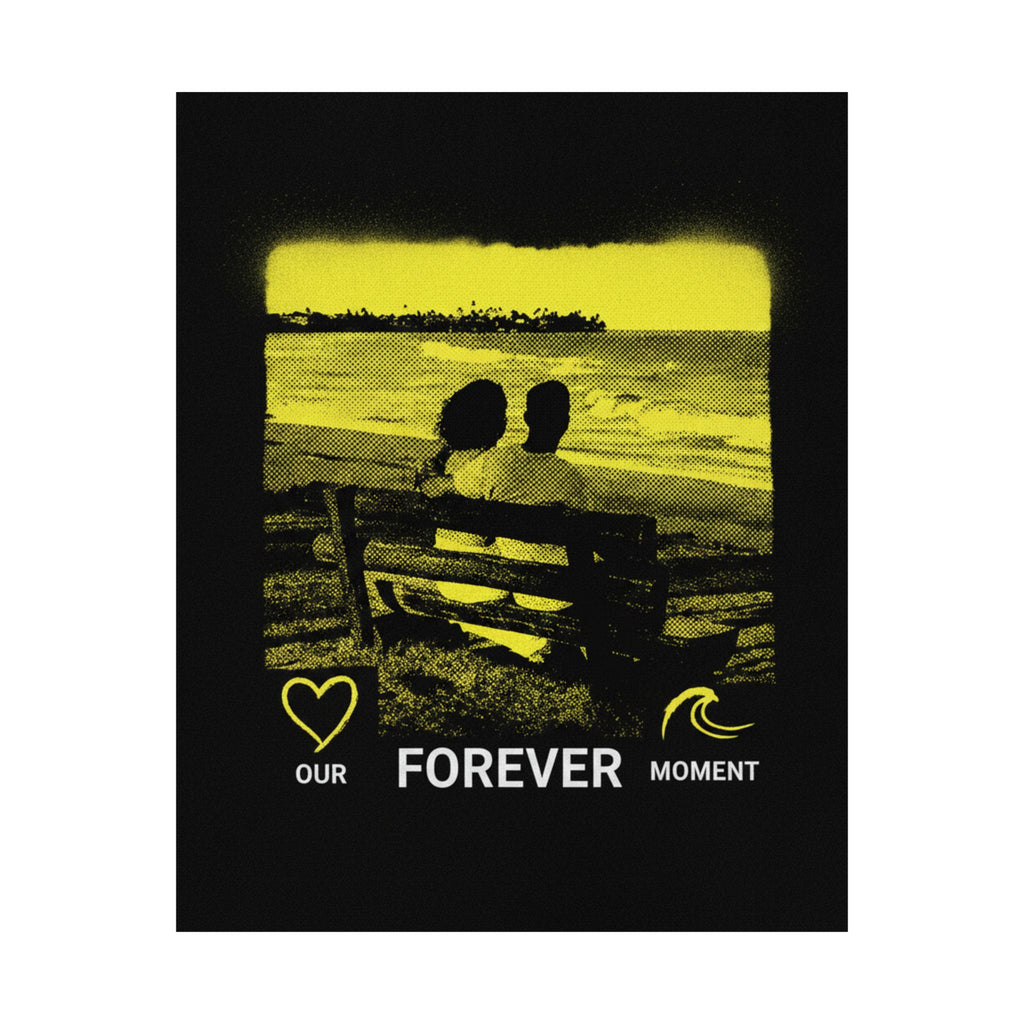 Our Forever Moment Beach Sunset Couple Yellow Matte Poster