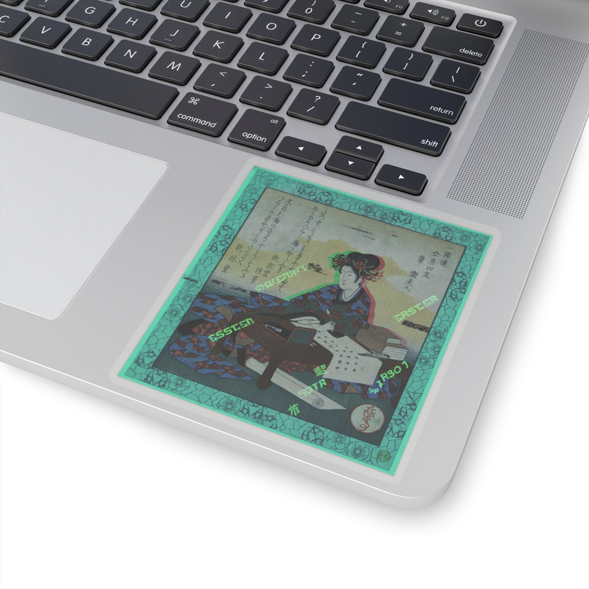 Glitch Culture — Chinese Lady Seated At A Table, Composing An Ode — Kiss-Cut Sticker