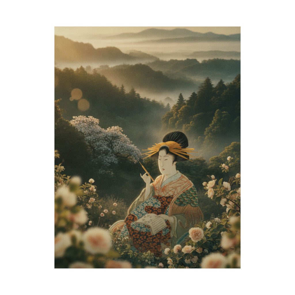 Scenic Nature — Courtesan With Book And Hair-Pin — Matte Poster
