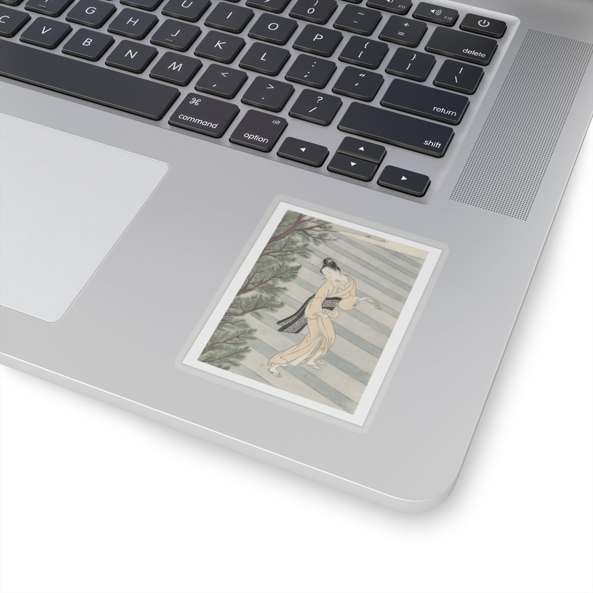Watercolor — Young Woman Climbing Stone Stairs To A Shinto Temple — Kiss-Cut Sticker