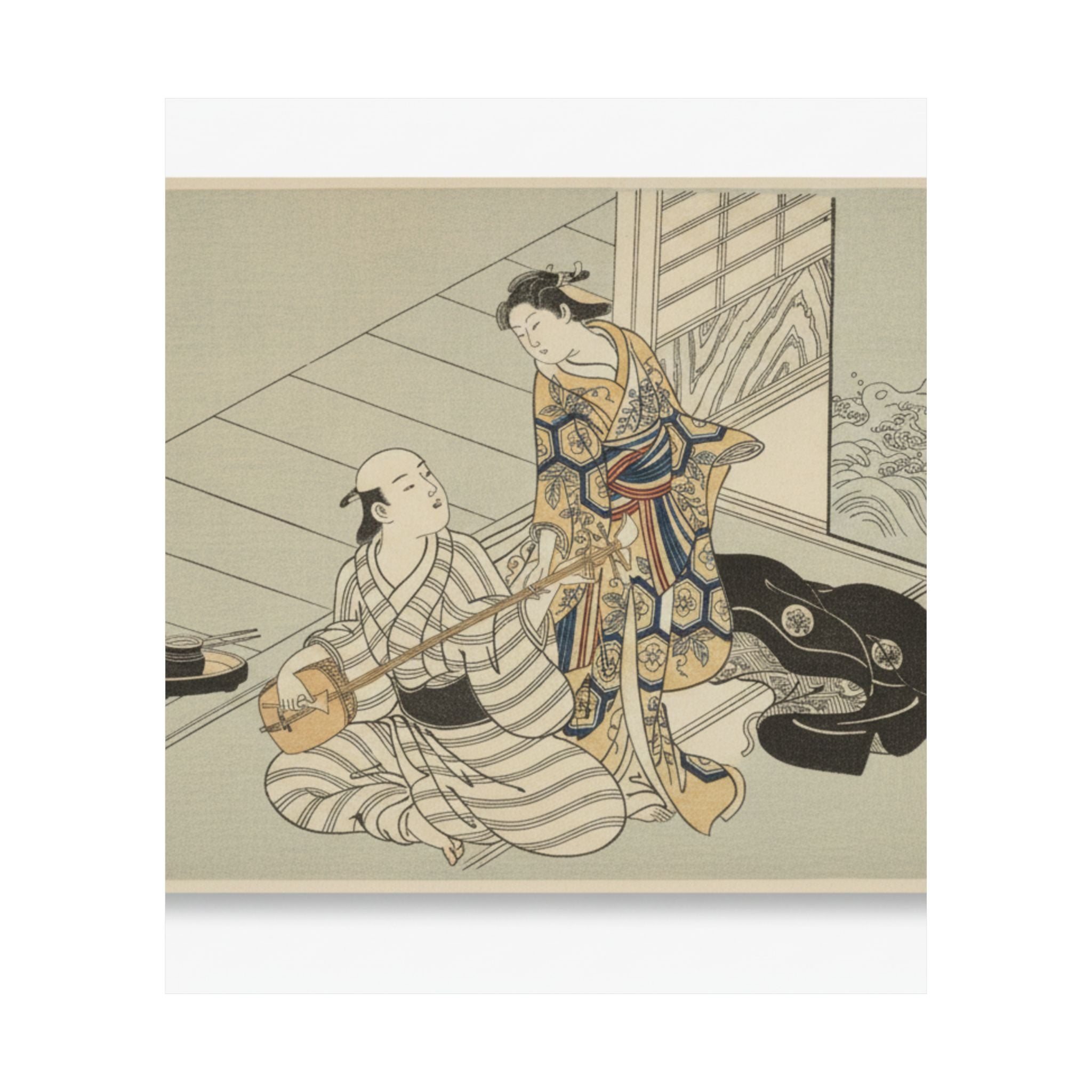 Ecommerce Main — Lady Interrupting Her Lover, Who Is Playing The Shamisen — Matte Poster