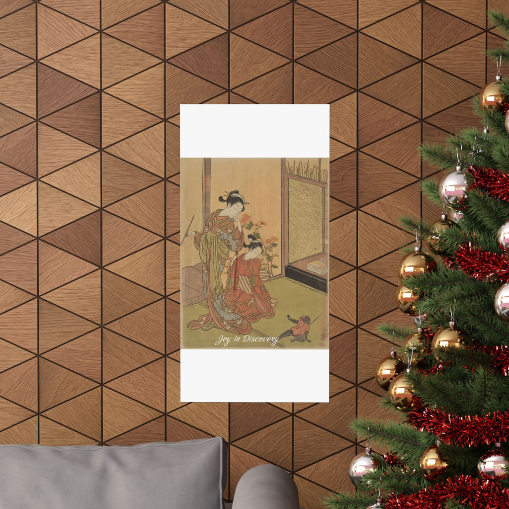 Affirmation — Two Girls Looking At A Monkey On A Leash — Matte Poster