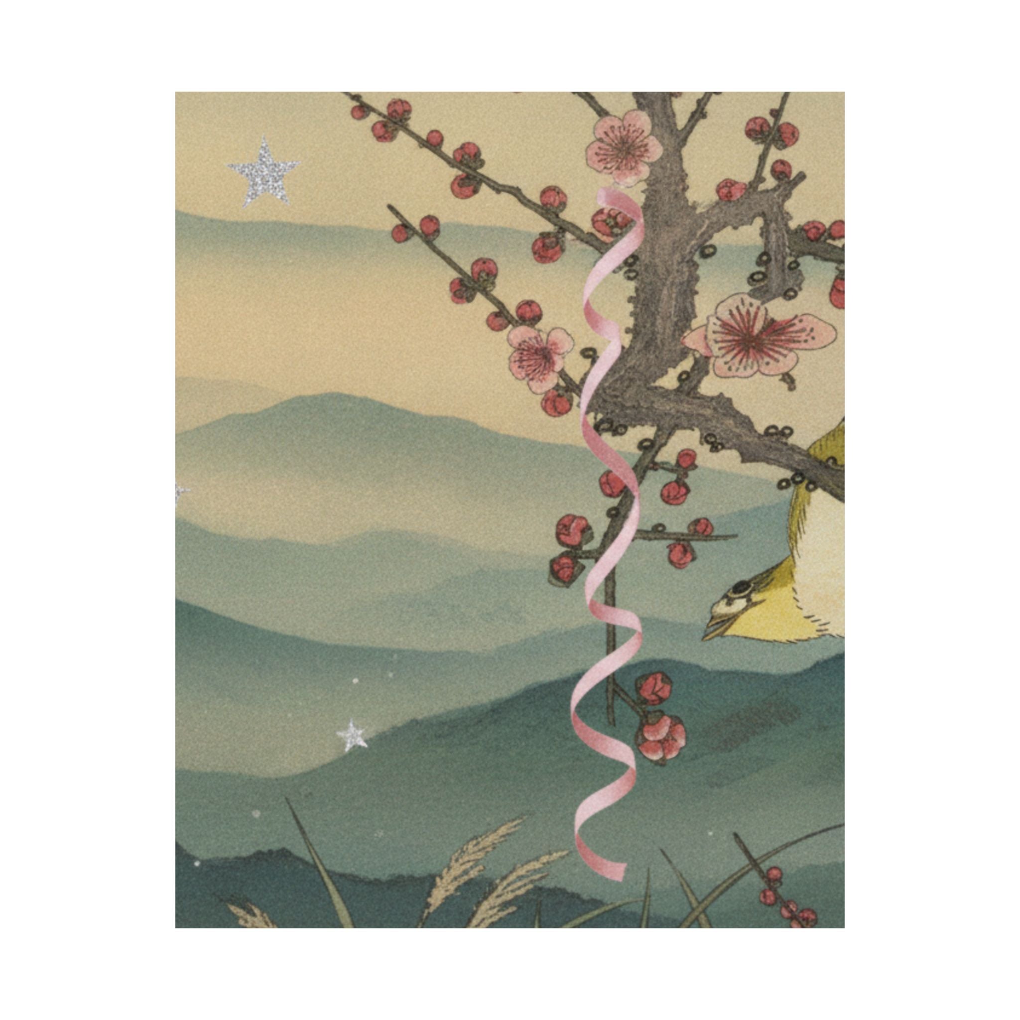Scenic Nature — Bush Warbler On A Plum Branch (Ume Ni Uguisu) — Matte Poster