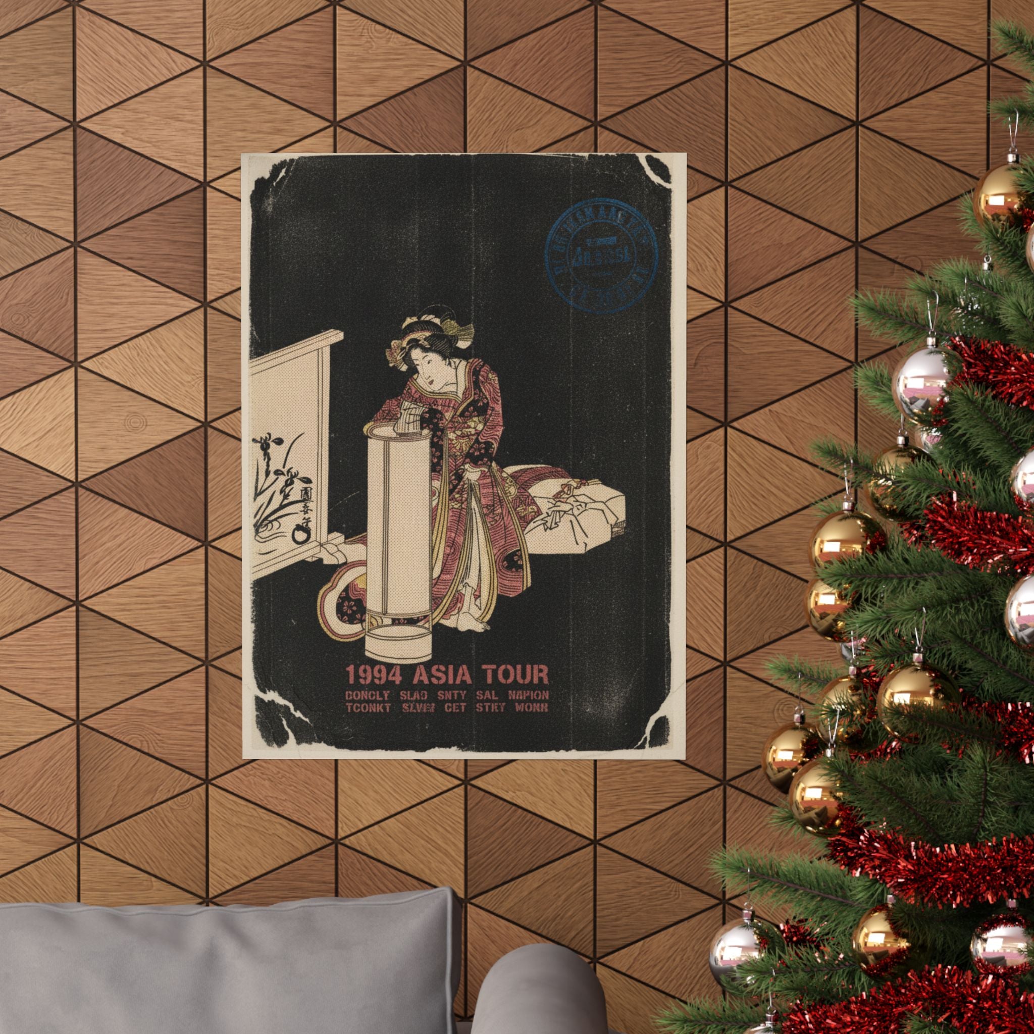 Vintage Bootleg — Young Woman Leaning Over A Tall Lamp — Matte Poster