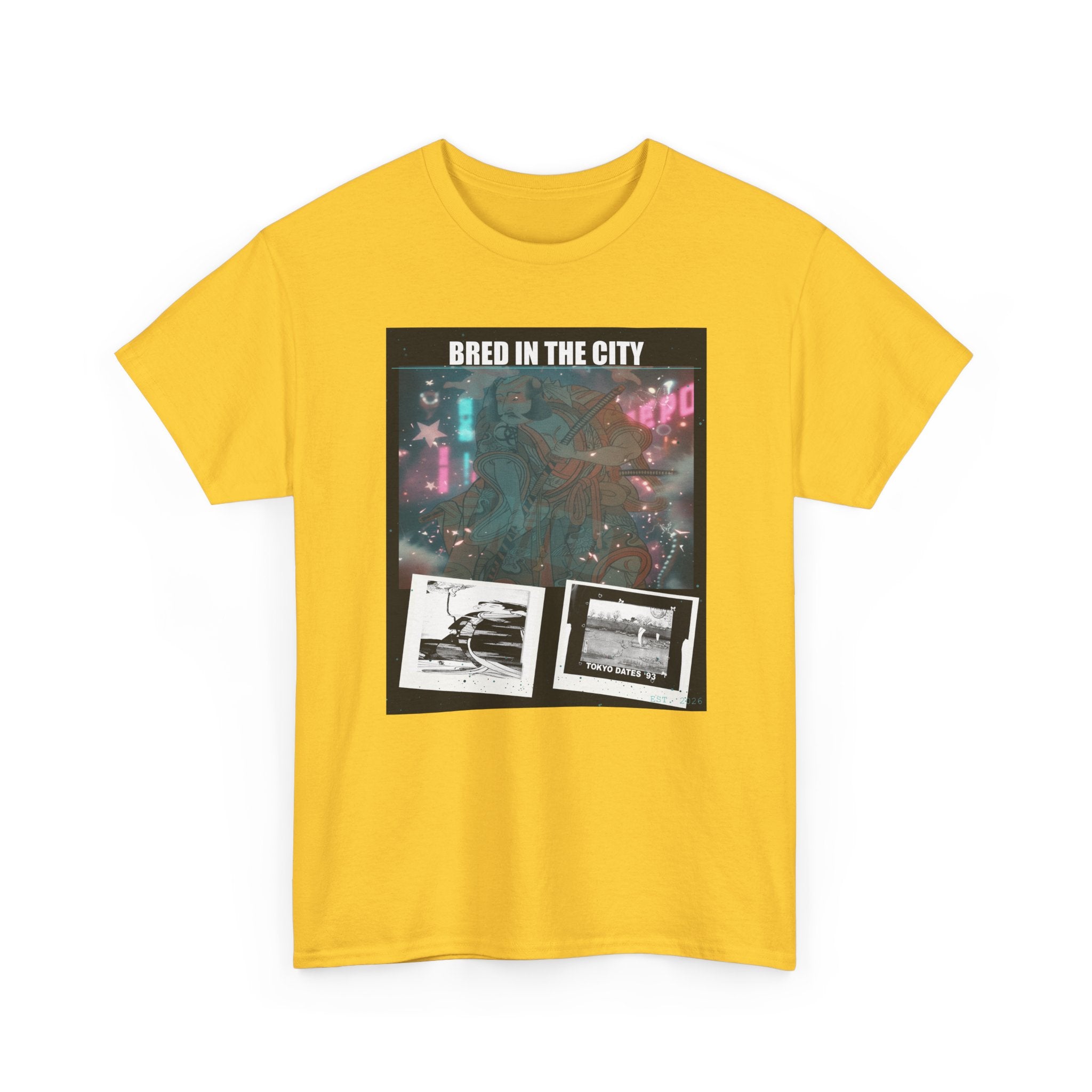 BRED IN THE CITY Neon Night Photo Collage Graphic Tee