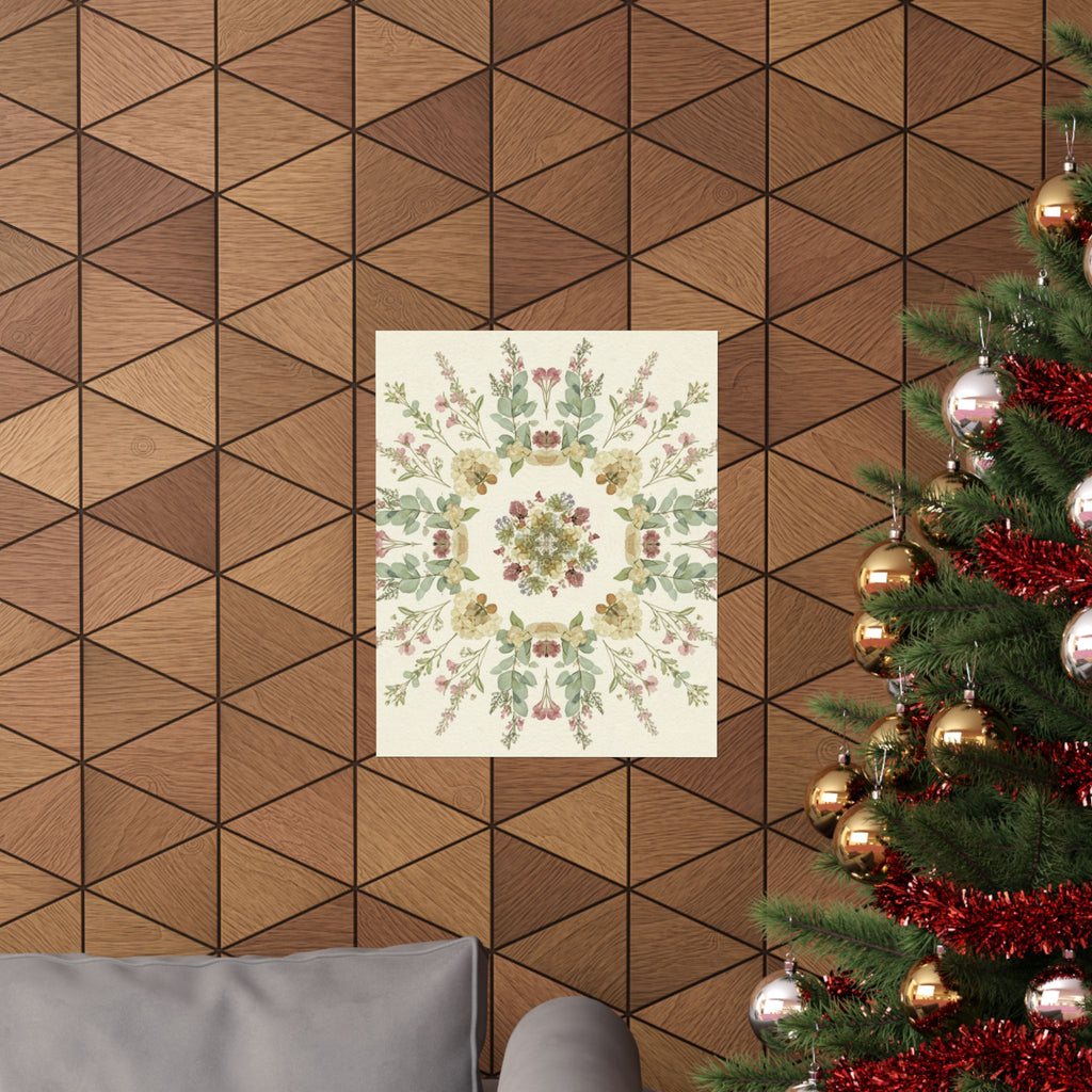 Pressed Wildflower Symmetry Cottagecore Botanical Poster